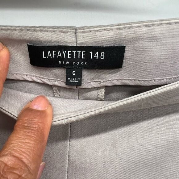 Lafayette 148 New York grey cotton ankle trousers pants size 6 side zip - Picture 2 of 11